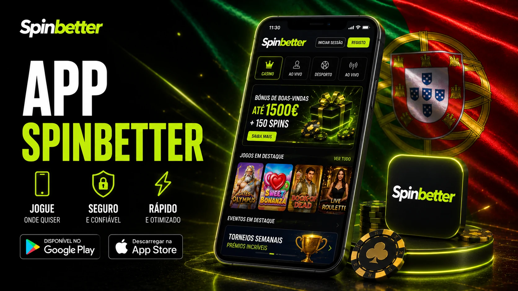 A aplicação SpinBetter no Android e no iPhone