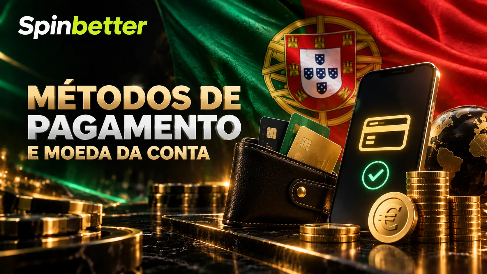 Métodos de pagamento aceites e a moeda da conta em euros