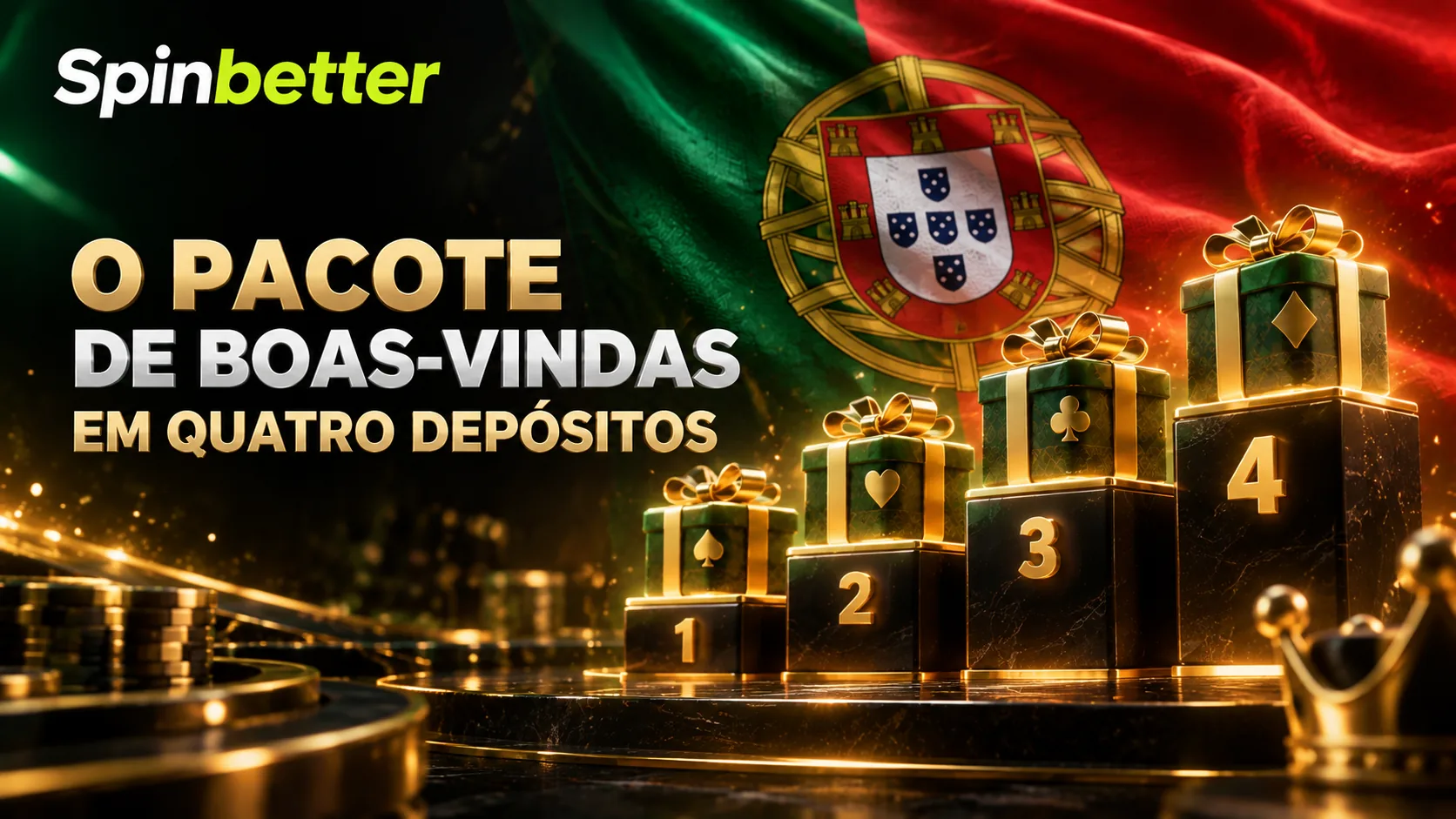 Os quatro escalões do pacote de boas-vindas SpinBetter em Portugal